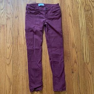 Abercrombie Deep Red Maroon Burgundy Low Rise Jeans